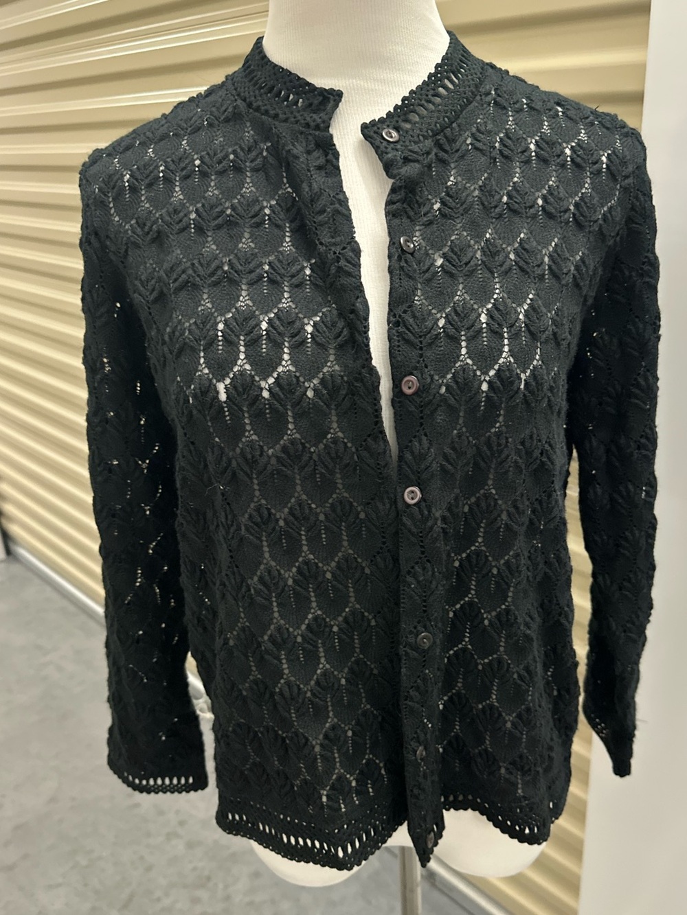 Black Knit Lace Flower Design Cardigan- Goth 90’s Grunge